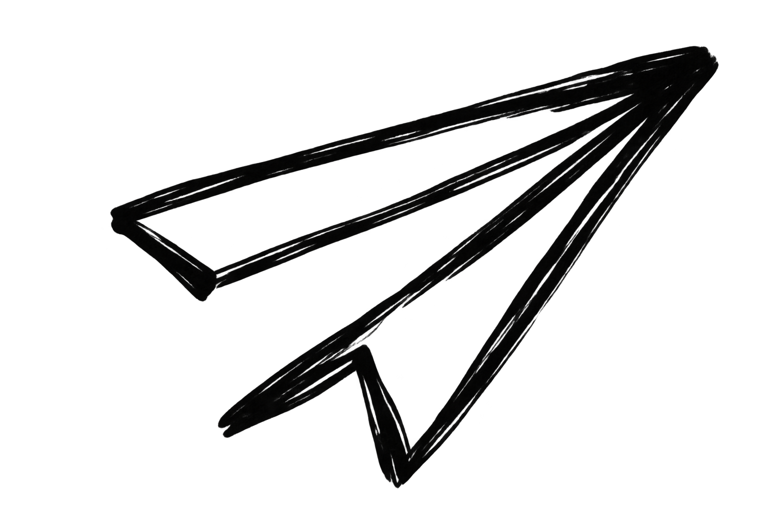 Avión de papel dibujado a mano